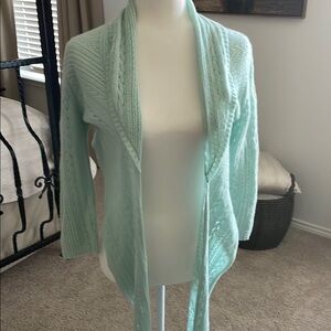 Laundry By Shelli Segal Green and Blue Open-Front Cardigan
